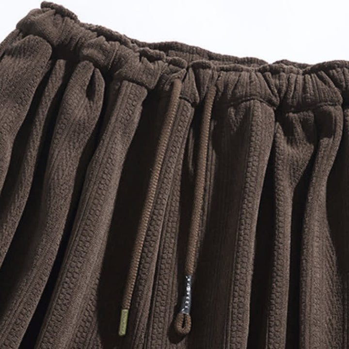 Buddha Stones Fall Winter Casual Minimalist Drawstring Solid Ankle Pants Corduroy Men's Harem Pants With Pockets - image 6
