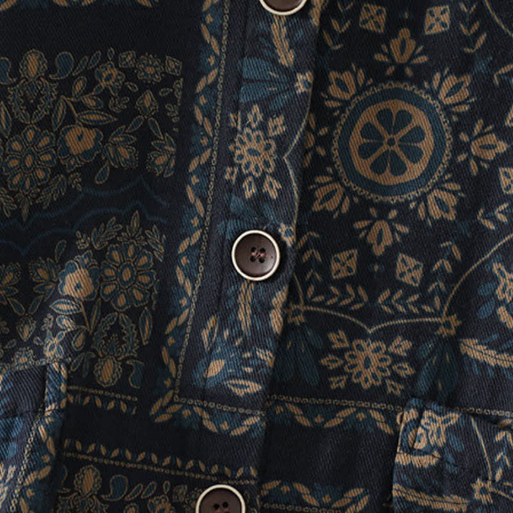 Buddha Stones Fall Vintage Boho Button-Up Abstract Women's Long Sleeve Shirts With Pockets - image 8