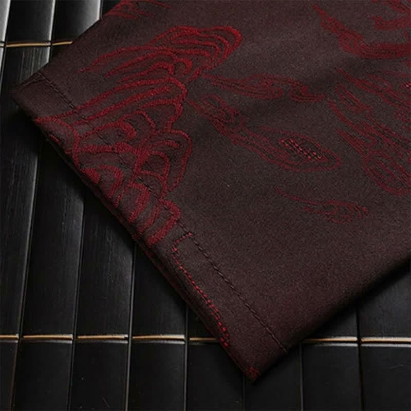 Buddha Stones 2Pcs Spring Fall Tang Style Classic Mandarin Collar Cloud Pattern Men's Meditation Cloth With Pockets - image 15