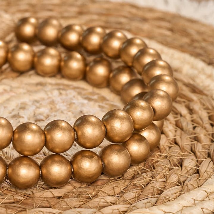 Buddha Stones Gold Rustic Wooden Bead Garland with Tassels Mindful Living Decor - image 7