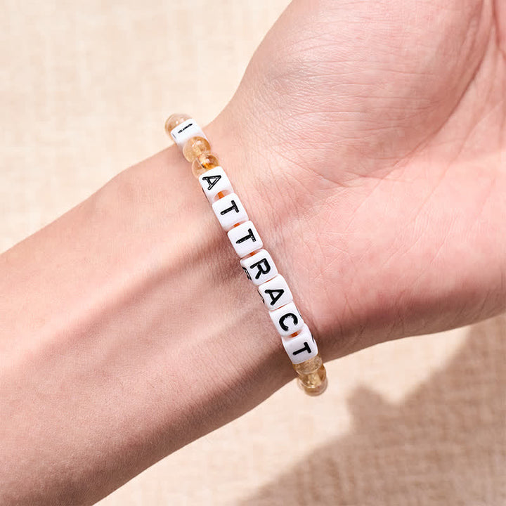 Buddha Stones Citrine I ATTRACT Letters Beads Prosperity Bracelet - image 3