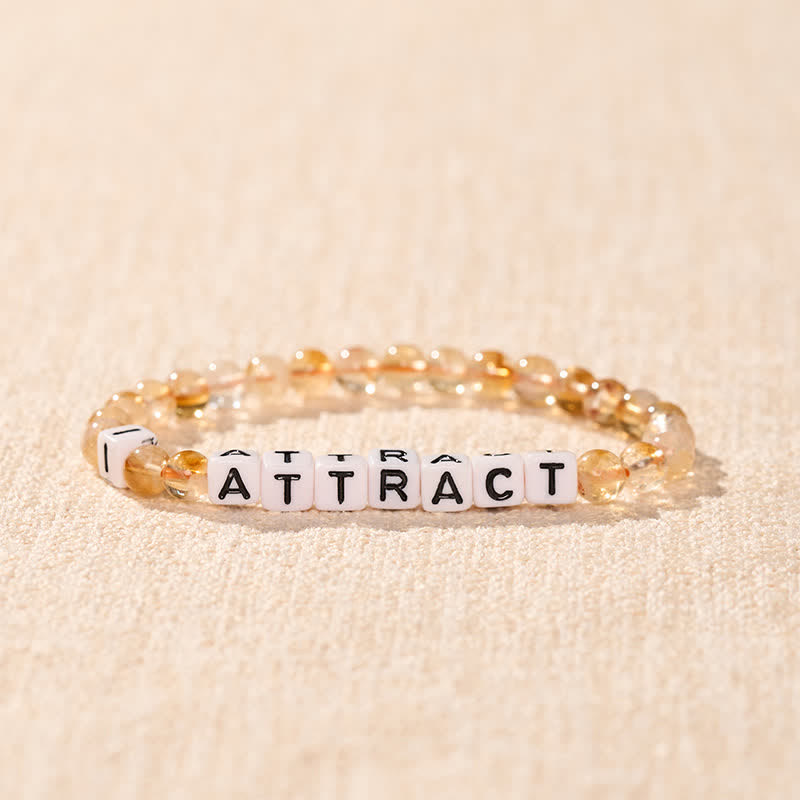 Buddha Stones Citrine I ATTRACT Letters Beads Prosperity Bracelet - image 1