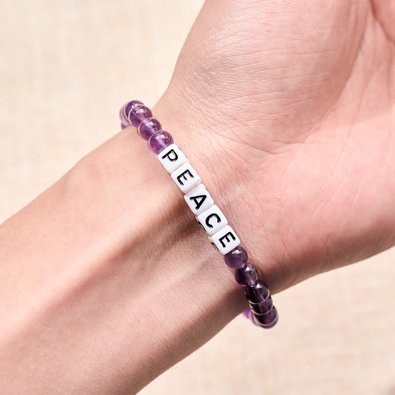 Buddha Stones Amethyst PEACE Letters Beads Meditation Bracelet - image 3