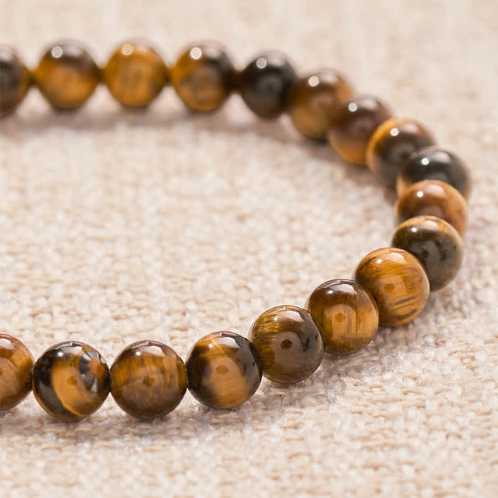 Buddha Stones Tiger Eye OM CALM Letters Beads Courage Bracelet - image 4