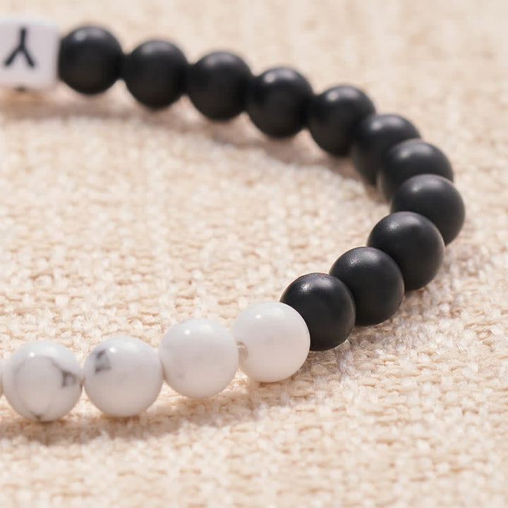 Buddha Stones White Turquoise Frosted Stone YIN YANG Letters Beads Blessing Bracelet - image 4