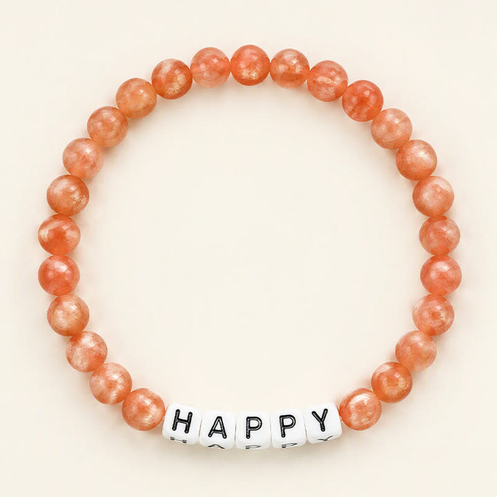 Buddha Stones Sun Stone HAPPY Letters Beads Positive Bracelet - Sun Stone(Positive ♥ Wealth) - image 0