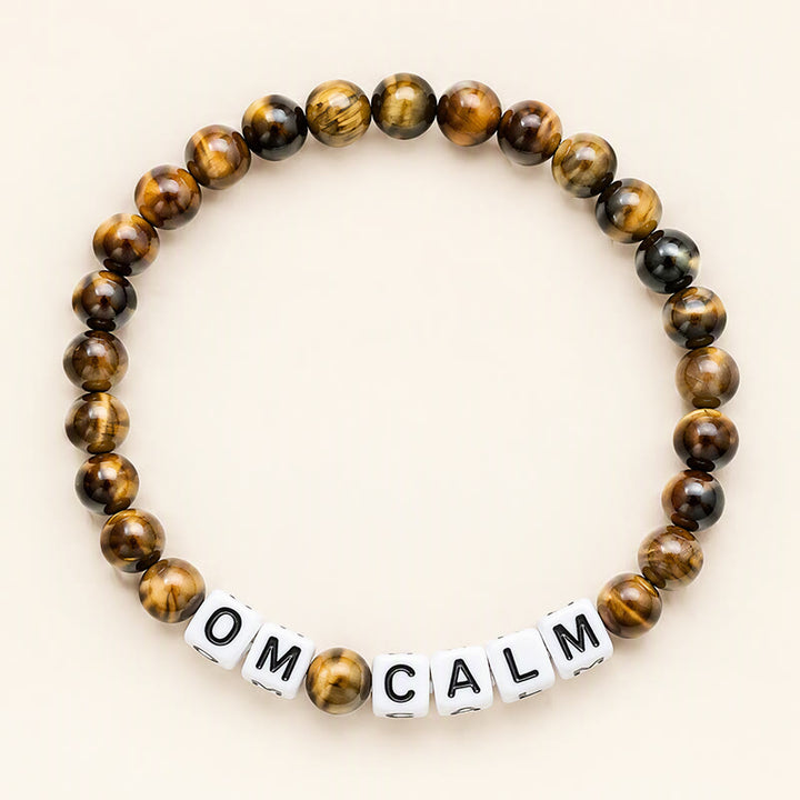 Buddha Stones Tiger Eye OM CALM Letters Beads Courage Bracelet - Tiger Eye(Protection ♥ Courage) - image 0