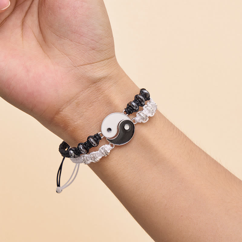 Buddha Stones 2pcs Yin Yang Hematite Support Adjustable Couple Bracelet - image 4