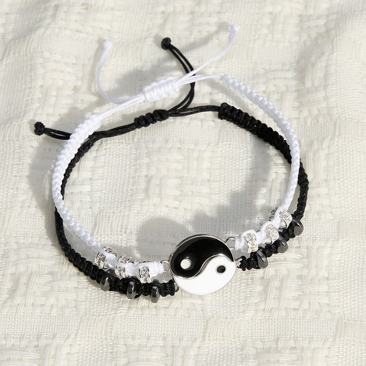 Buddha Stones 2pcs Yin Yang Hematite Support Adjustable Couple Bracelet - image 2