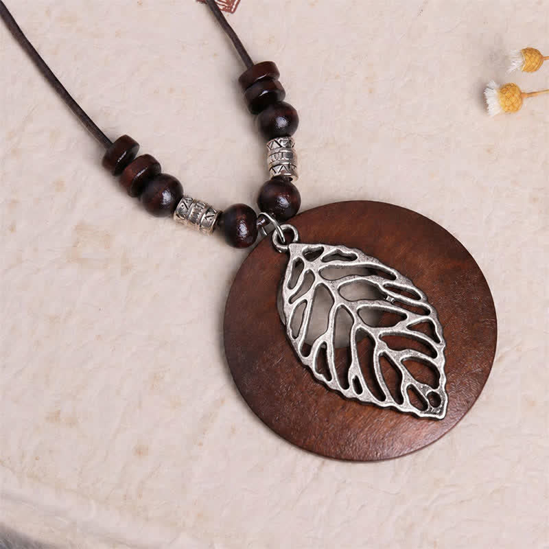 Buddha Stones Leather Wood Tree of Life Connection Pendant Necklace - image 9