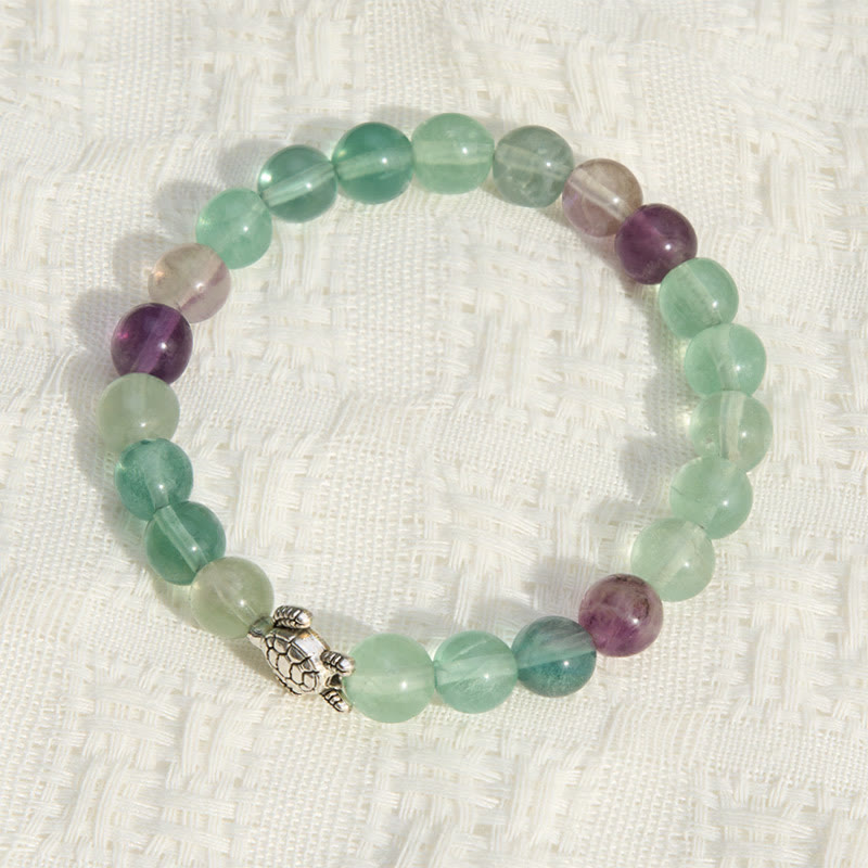 Buddha Stones Multicolor Fluorite Turtle Clarity and Protection Beaded Bracelet - image 1