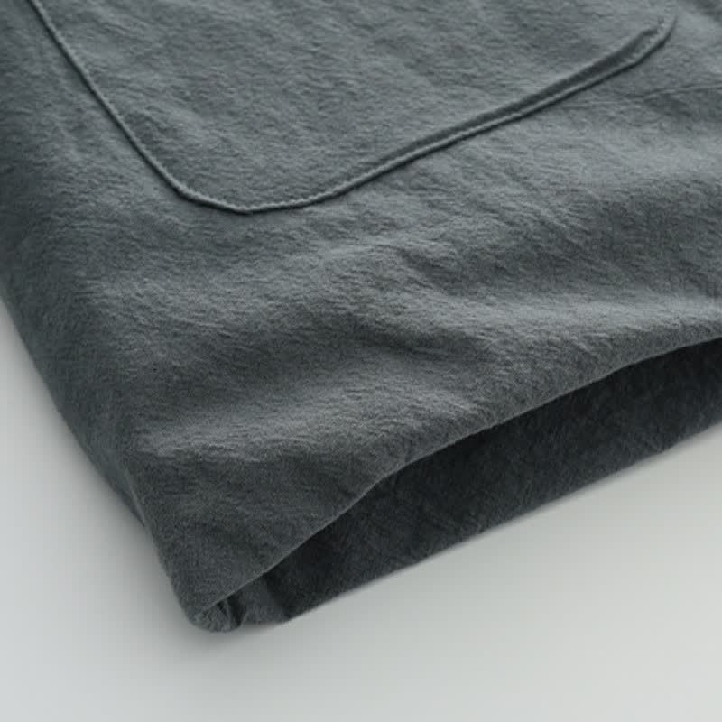 Buddha Stones Fall Winter Casual Tang Style Frog Button Solid Cotton Men's Jacket With Pockets - image 9