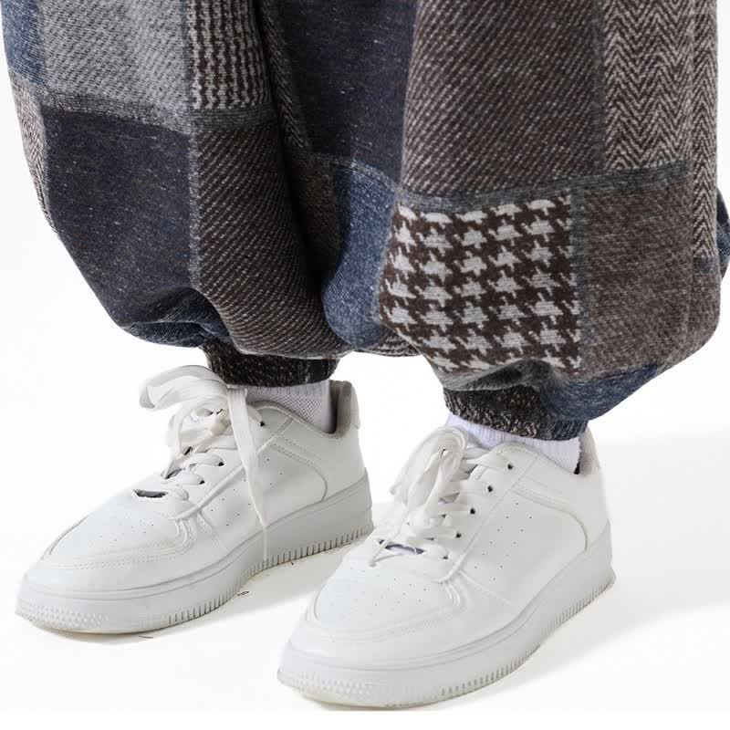 Buddha Stones Fall Winter Casual Vintage Drawstring Plaid Cotton Ankle Pants Men's Harem Pants With Pockets - image 14