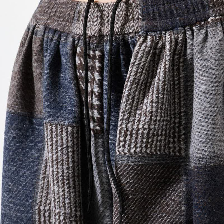 Buddha Stones Fall Winter Casual Vintage Drawstring Plaid Cotton Ankle Pants Men's Harem Pants With Pockets - image 10