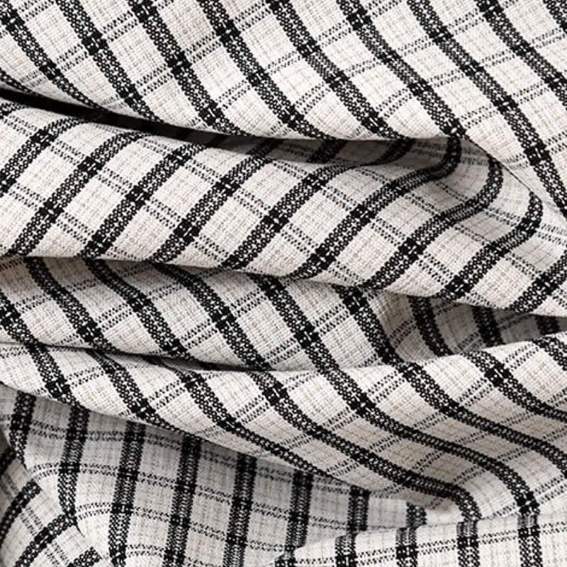 Buddha Stones Fall Vintage Casual Button-Up White Plaid Women's Long Sleeve Dress With Pockets - image 11