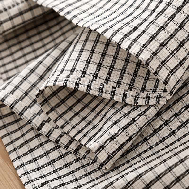 Buddha Stones Fall Vintage Casual Button-Up White Plaid Women's Long Sleeve Dress With Pockets - image 10