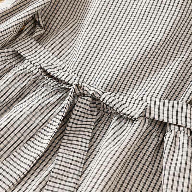 Buddha Stones Fall Vintage Casual Button-Up White Plaid Women's Long Sleeve Dress With Pockets - image 7