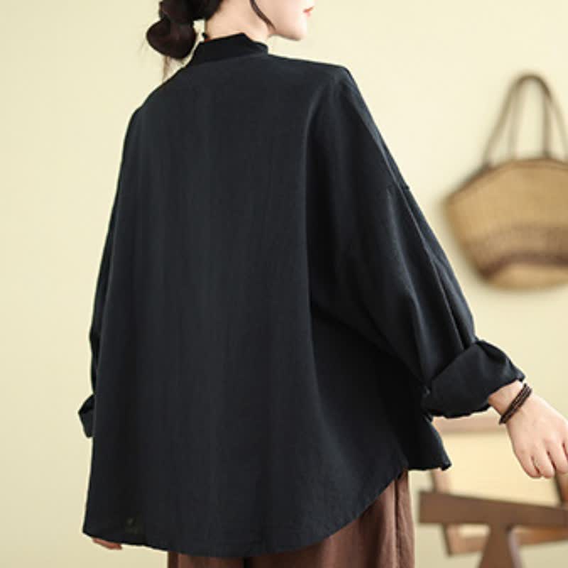 Buddha Stones Spring Fall Casual Retro Button-Up Solid Women's Jacket With Pockets - image 12