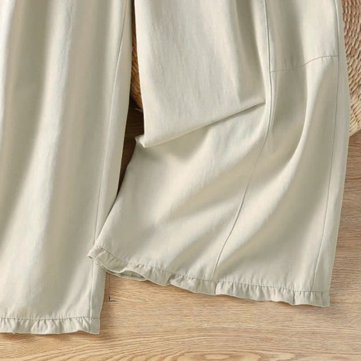 Buddha Stones Fall Casual Minimalist Drawstring Solid Ankle Pants Women's Straight Leg Pants With Pockets - image 5