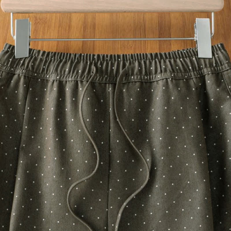 Buddha Stones Fall Casual Drawstring Polka Dot Ankle Pants Women's Straight Leg Pants With Pocket - image 6
