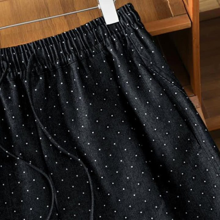 Buddha Stones Fall Casual Drawstring Polka Dot Ankle Pants Women's Straight Leg Pants With Pocket - image 2