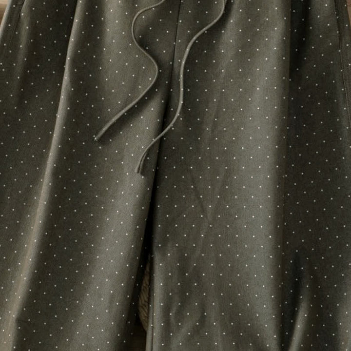 Buddha Stones Fall Casual Drawstring Polka Dot Ankle Pants Women's Straight Leg Pants With Pocket - image 9