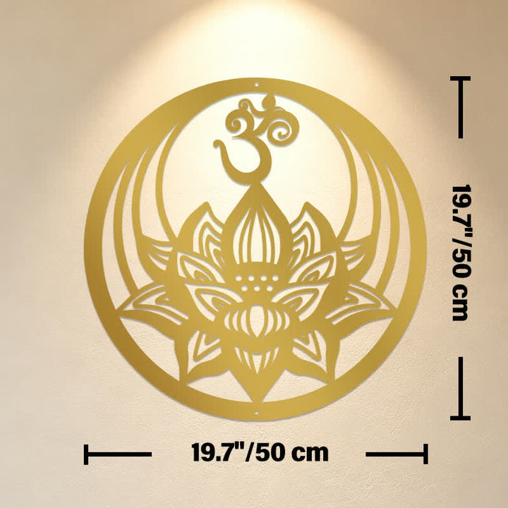 Buddha Stones Golden Lotus OM Metal Meaningful Symbols Wall Art - Approx. 50cm x 50cm x 0.12cm / 19.69in x 19.69in x 0.05in - image 10