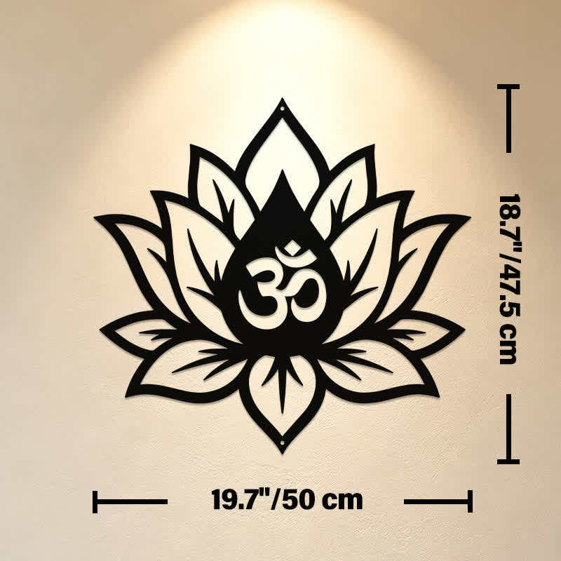 Buddha Stones Metal Lotus OM Mindfulness Zen Meaningful Symbols Wall Art - Approx. 50cm x 47.5cm x 0.12cm / 19.69in x 18.70in x 0.05in - image 10