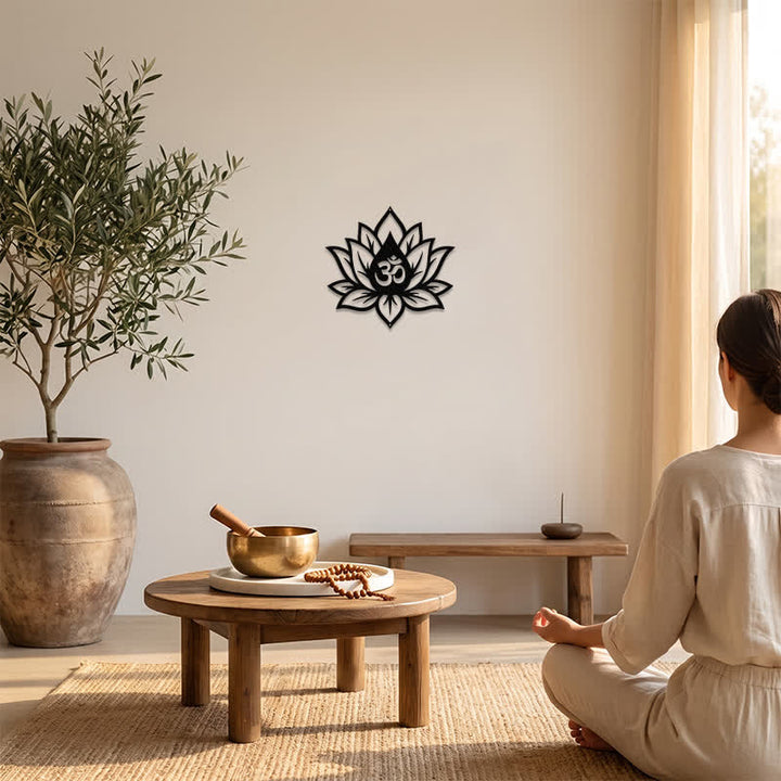 Buddha Stones Metal Lotus OM Mindfulness Zen Meaningful Symbols Wall Art - image 5