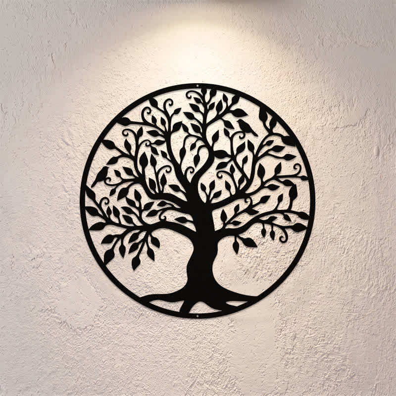 Buddha Stones Round Metal Tree of Life Unity Meaningful Symbols Wall Art - image 0