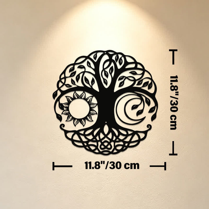 Buddha Stones Metal Tree of Life Unity Sun Moon Round Meaningful Symbols Wall Art - Approx. 30cm x 30cm x 0.1cm / 11.81in x 11.81in x 0.04in - image 4