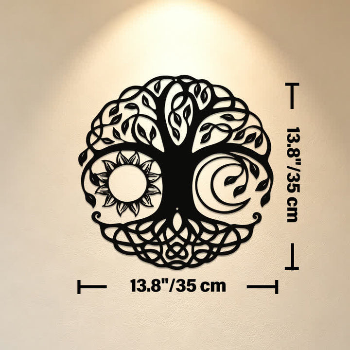 Buddha Stones Metal Tree of Life Unity Sun Moon Round Meaningful Symbols Wall Art - Approx. 35cm x 35cm x 0.1cm / 13.78in x 13.78in x 0.04in - image 6