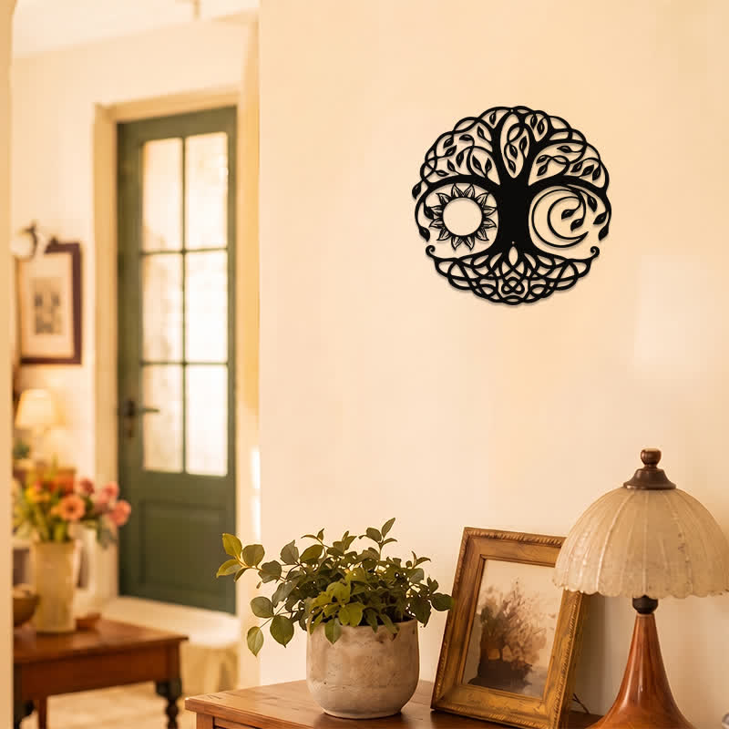 Buddha Stones Metal Tree of Life Unity Sun Moon Round Meaningful Symbols Wall Art - image 7