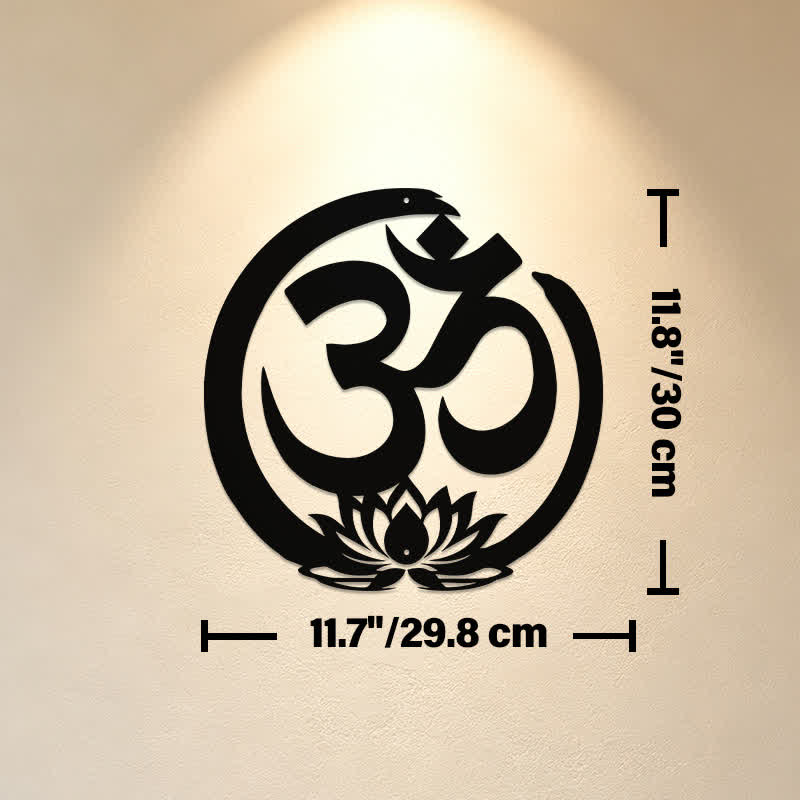 Buddha Stones Sacred OM Lotus Circle Metal Meaningful Symbols Wall Art - Approx. 29.8cm x 30cm x 0.1cm / 11.73in x 11.81in x 0.04in - image 4
