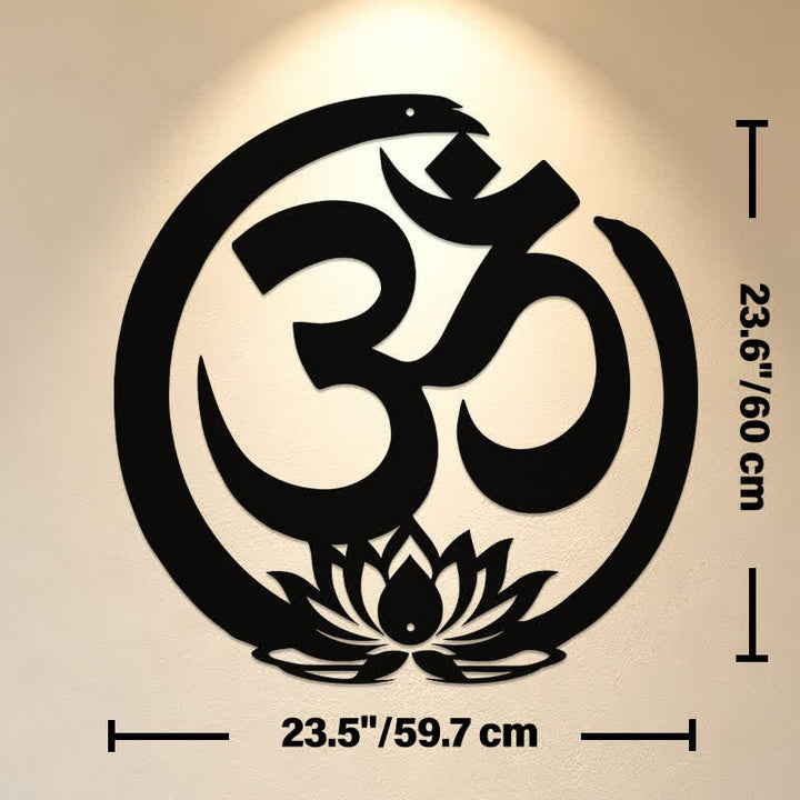 Buddha Stones Sacred OM Lotus Circle Metal Meaningful Symbols Wall Art - Approx. 59.7cm x 60cm x 0.12cm / 23.50in x 23.62in x 0.05in - image 12