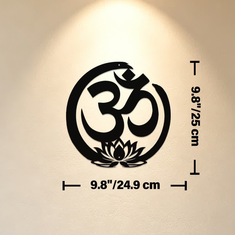 Buddha Stones Sacred OM Lotus Circle Metal Meaningful Symbols Wall Art - Approx. 24.9cm x 25cm x 0.1cm / 9.80in x 9.84in x 0.04in - image 2