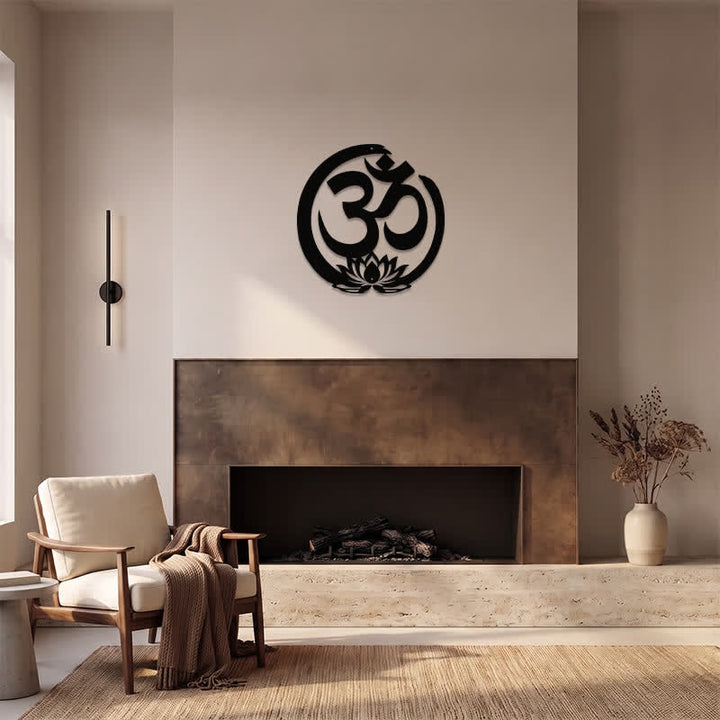 Buddha Stones Sacred OM Lotus Circle Metal Meaningful Symbols Wall Art - image 11