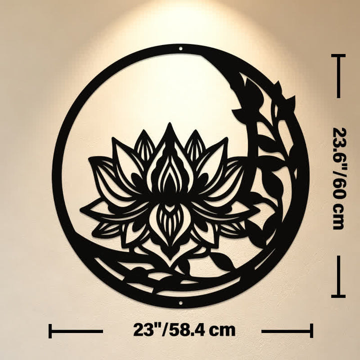 Buddha Stones Round Lotus Purity Metal Meaningful Symbols Wall Art - Approx. 58.4cm x 60cm x 0.12cm / 22.99in x 23.62in x 0.05in - image 12