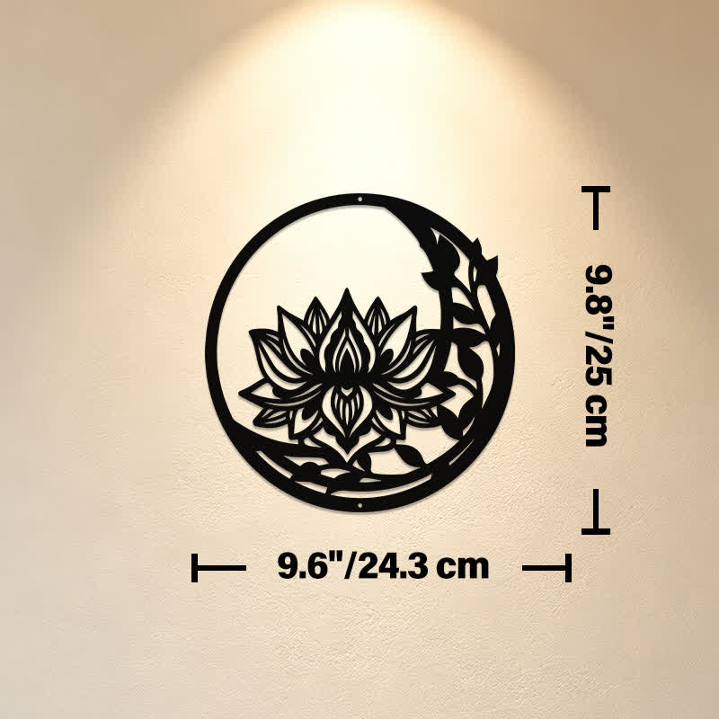 Buddha Stones Round Lotus Purity Metal Meaningful Symbols Wall Art - Approx. 24.3cm x 25cm x 0.1cm / 9.57in x 9.84in x 0.04in - image 2
