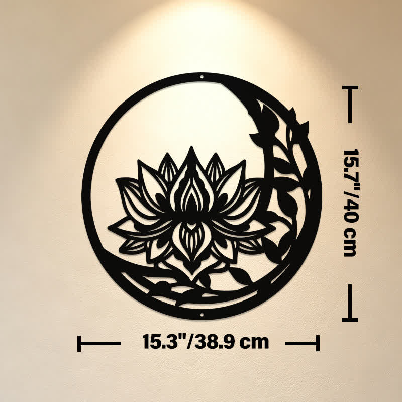 Buddha Stones Round Lotus Purity Metal Meaningful Symbols Wall Art - Approx. 38.9cm x 40cm x 0.1cm / 15.31in x 15.75in x 0.04in - image 8