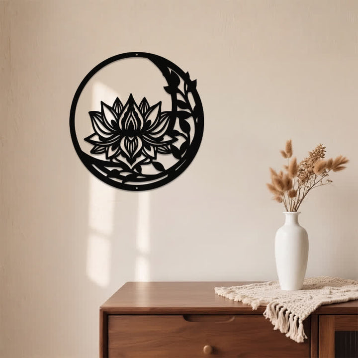 Buddha Stones Round Lotus Purity Metal Meaningful Symbols Wall Art - image 3