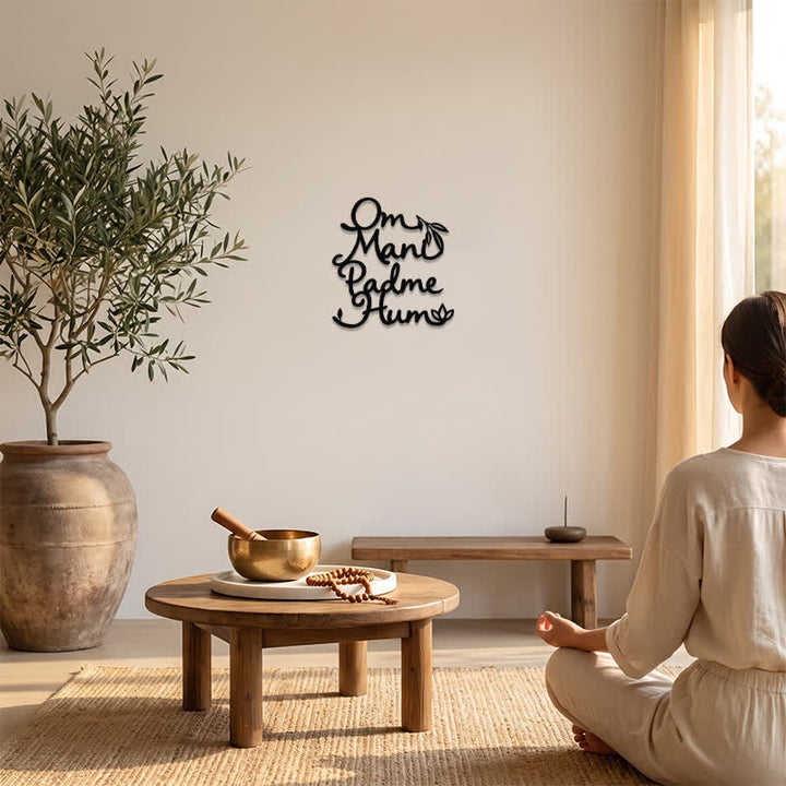 Buddha Stones Om Mani Padme Hum Wisdom Zen Calligraphy Metal Wall Decor - image 5