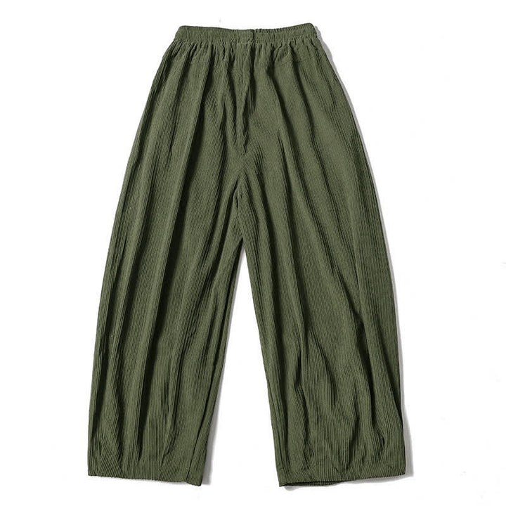 Buddha Stones Fall Winter Casual Drawstring Solid Ankle Pants Corduroy Men's Straight Leg Pants With Pockets - image 2