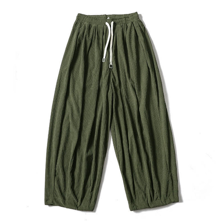 Buddha Stones Fall Winter Casual Drawstring Solid Ankle Pants Corduroy Men's Straight Leg Pants With Pockets - DarkOliveGreen - Fleece Lined - US/UK/AU46，EU56 (5XL) - image 1
