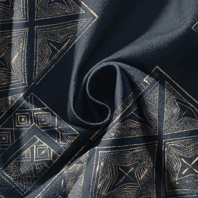 Buddha Stones Pure Cotton Ethnic Lattice Pattern Drawstring Men's Harem Pants With Pockets - image 5