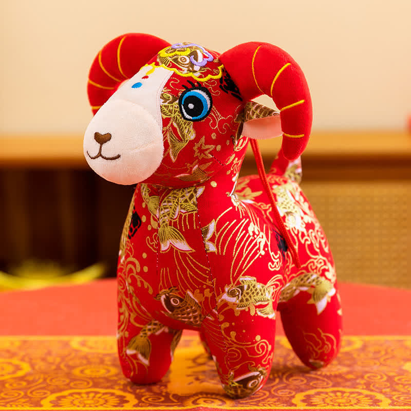 Buddha Stones Red Cotton Zodiac Goat Luck Plush Cute Animal Decor - Koi Fish - 30 cm - image 0