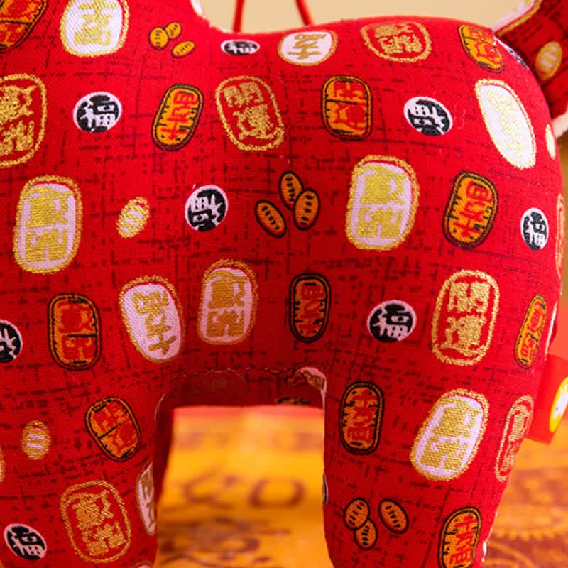 Buddha Stones Red Cotton Zodiac Goat Luck Plush Cute Animal Decor - image 4