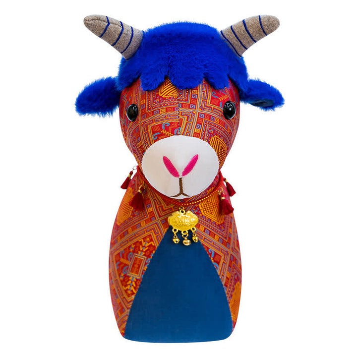 Buddha Stones Cotton Plush Lucky Chinese Zodiac Goat Cute Animal Decor - image 4