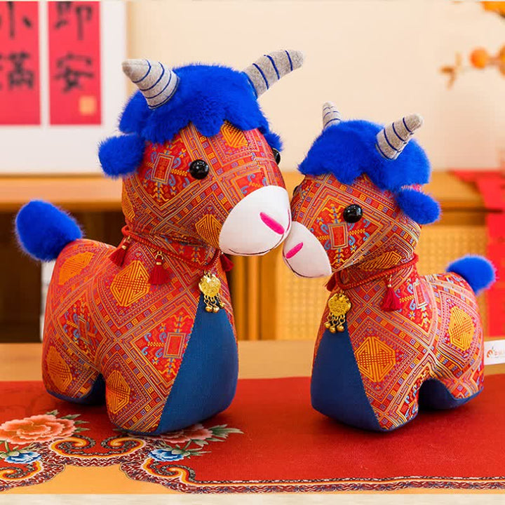 Buddha Stones Cotton Plush Lucky Chinese Zodiac Goat Cute Animal Decor - image 8