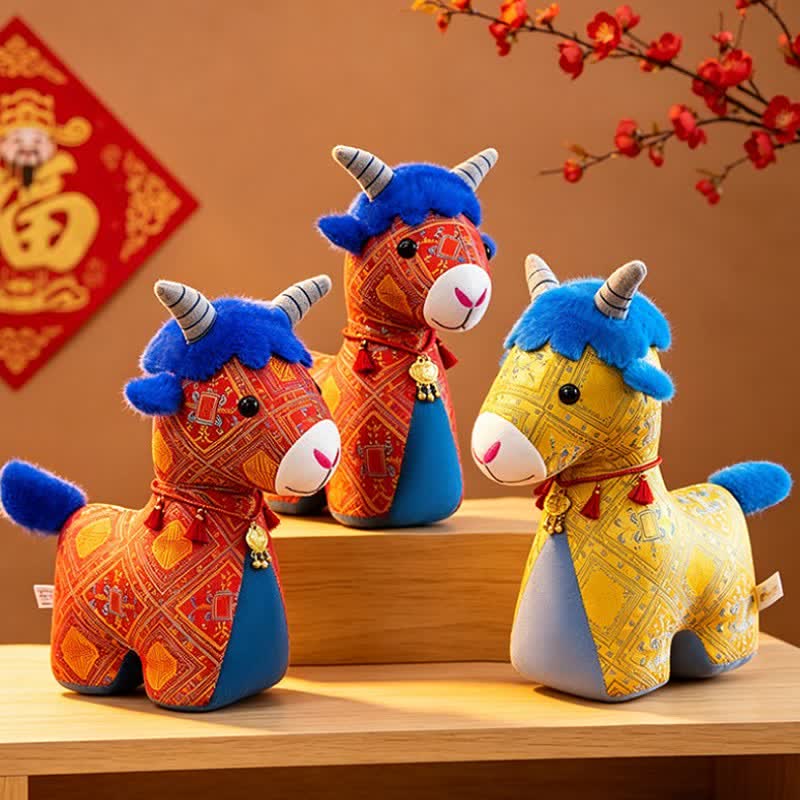 Buddha Stones Cotton Plush Lucky Chinese Zodiac Goat Cute Animal Decor - image 15